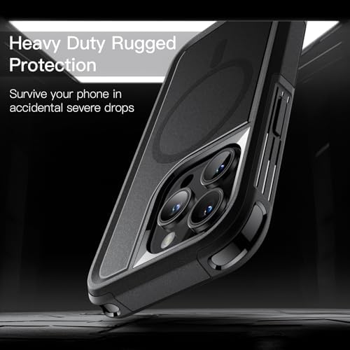 JETech Etui dla iPhone 15 Pro 6,1 Cala Kompatybilny z MagSafe, Ciężki Obowiązek Dwuwarstwowe Wytrzymała Ochrona, Odporny na Wstrząsy Ochronna Wytrzymały Magnetyczne Osłona Telefonu (Czarny)