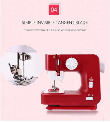 Draagbare naaimachine Mini huishoudelijke elektrische achtergrondverlichting Handmatige naaivoeten Multifunctioneel 12 Stitich-pedaal - Image 4