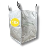 dm-folien Big Bag Mineralwolle 90x90x120cm I 10 Stück I SWL 500 kg I Mineralwolle Sack mit 2 Hebeschlaufen & Schürze I KMF Big Bag Säcke mit 970 Liter Fassungsvermögen I stabil & beschichtet