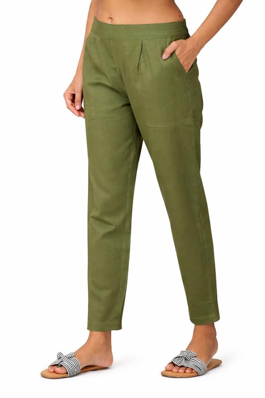 Women Solid Straight Fit Pants | Comfortable Elastic Waist Casual Trousers Regular Fit Ankle Length Bottomwear (Black, Whi... - Review, Price and Buying Guide