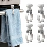 Decoeco Towel Clips Kitchen Housewife: 4-Pack Heat-Resistant Steel - Prevents Towel Falling on Oven Handle, Stove, Dishwasher, Bathroom Rack