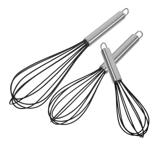 CIYODO 3個シリコン耐熱泡立て器点 手持ち手動ミキサー 調理 製菓用 傷けにくい鍋対応 クリームやソースの混ぜやすい軽量キッチンツール