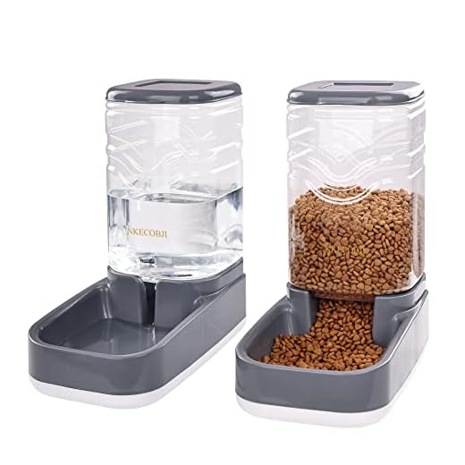 NKECOBJI Automatic Pets Feeder and Water Dispenser Set,Gravity Food Feeder and Waterer Set with Pet Food Bowl,Easily Clean Self Feeding for Small Large Pets Dogs Cats Large Capacity(3.8L)