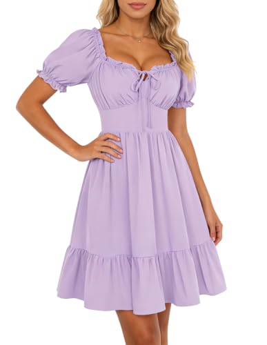 Renaissance Corset Dress Puff Sleeve Babydoll Mini Dress Purple S