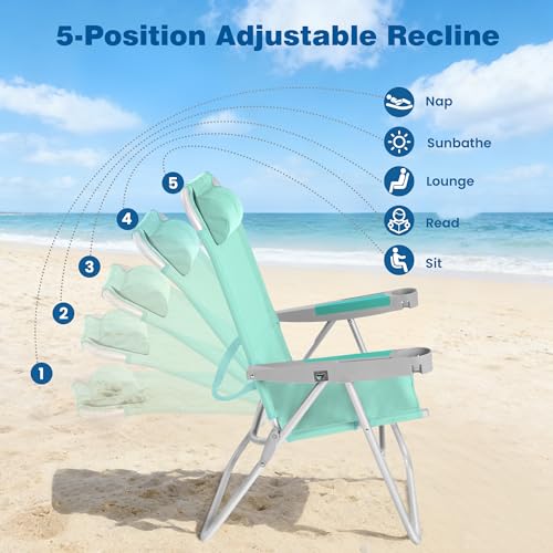 Image of SUNNYFEEL Tall Beach Chair for Adults, High Back High Seat Folding Chairs