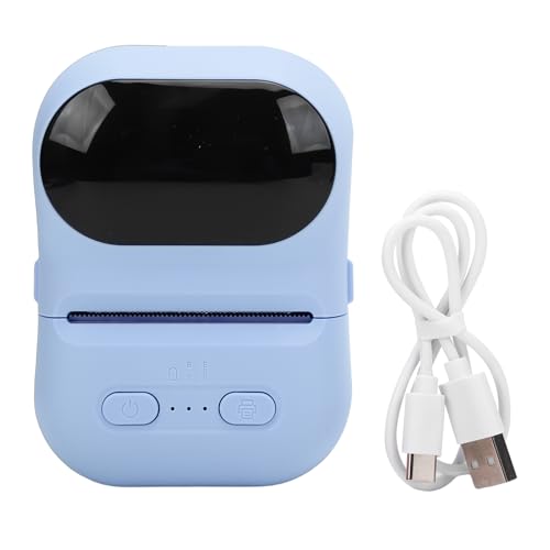 Jiawu Impresora de Pegatinas, Mini Impresora Térmica Portátil, Máquina para Hacer Pegatinas sin Tinta con Aplicación, Fabricante de Etiquetas BT, Impresión Instantánea de Bolsillo (Blue)