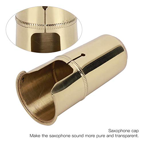 AMONIDA Saxophone Mouthpiece Cover, B-Clarinet Protective Cap Gold Plating Saxophone Cap 58mm Saxophone Cap Saxophone Parts, Trumpet for Saxophone Mouthpiece(C53G)