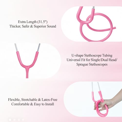 Image of Stethoscope Replacement Tube Pink Tubing fits for Littmann III
