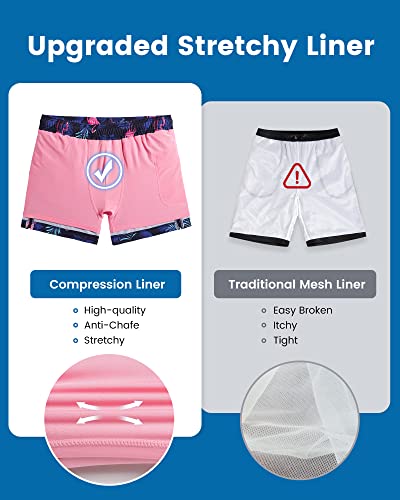 Image of maamgic 5inch Mens Swim Trunks with Compression Liner 2-in-1 Swimming Shorts Stretch Quick Dry with Zipper Pockets