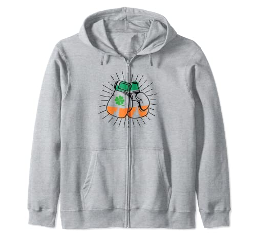 Irish Flag Boxing Gloves Ireland Saint Patricks Day Zip Hoodie