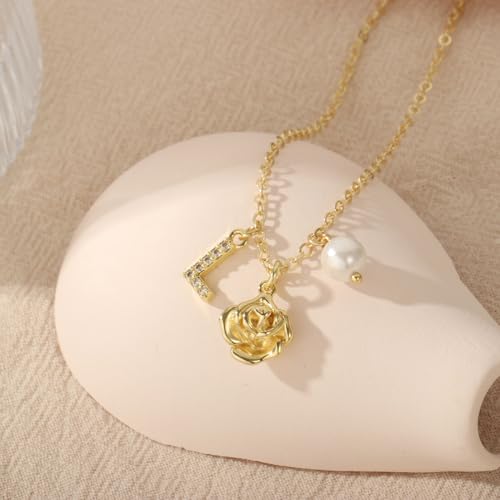 Personalized Flower Girl Proposal Gifts,Initial A-Z Letter Rose Pendant Necklace for Flower Girl On Wedding Bridal Party4