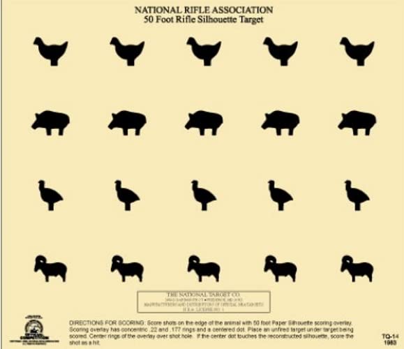 The National Target CoOfficial NRA 50 Ft Rifle Silhouette Target TQ-14 Heavy Tag Paper, Chicken, Pig, Turkey and Ram, 10.5 "x 12" 100 Pack