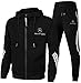 Produktbild SuaMomente Herren Jogging Anzug Trainingsanzug Sportanzug, Trainingsanzug Einstellen Joggen Passen Kapuzenpulli Zip Jacke + Jogginghose Sporthose,Schwarz,L