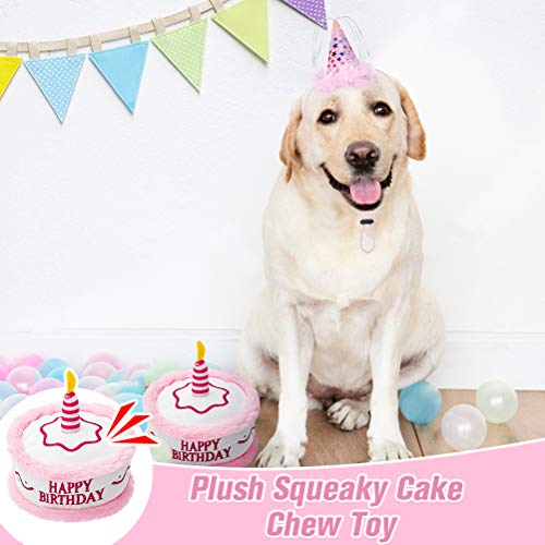 Dog Birthday Bandana Set - Cute Hat And Squeaky Cake Toy For Birthday Party Supplies Gift - Great For Small Medium Large Dogs Pink #TOP6