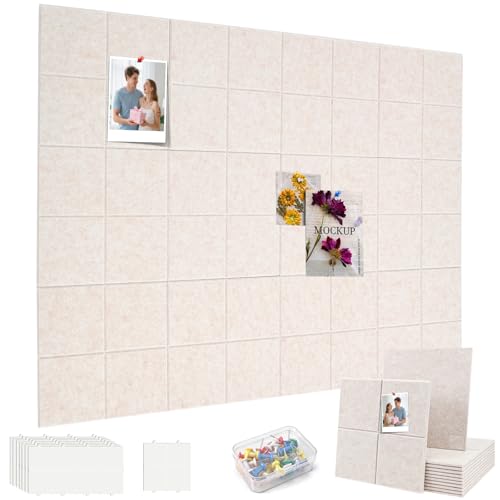 Fxvhojq Felt Bulletin Board Cork Board Alternative 12 Pack with 60 Adhesive Stickers and 35 Nails for Wall for Home Office Classroom(Shallow Color,12)