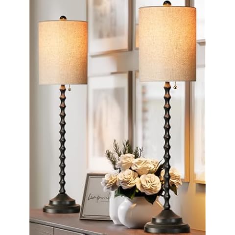 Lampworks Rustic Console Table Lamp Set Cover