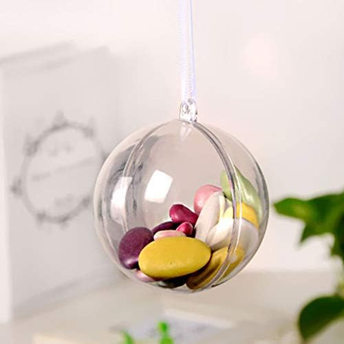 LIOOBO 5pcs Clear Fillable Ball Ornaments Christmas Tree Balls Baubles Hollow Spheres Candy Boxes for Wedding Christmas DIY Crafts