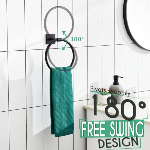 Image of KOKOSIRI Towel Ring Matte Black Bath Towel Hanger Bathroom Hardware Hand Towels Holder Rack Wall Mounted Stainless Steel, B3010BK
