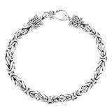 Length 9.5 5mm Bold Mens Round Byzantine Handmade 925 Sterling Silver Chain Bracelet
