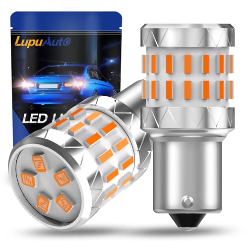 lupuauto 1156 BAU15S Turn Signal Bulbs Amber Yellow, 7507 1141 1003 CANBUS Error Free LED Lamp for Turn Signal Lights, Pack of 2