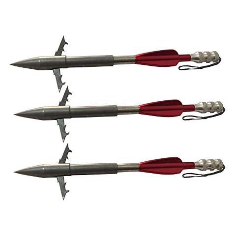 JIEXI HWYP 5.3 inches Stainless Steel Crossbow Slingshot Fishing Arrow 2 Blades 4 colors Pack of 6 (red) Cover