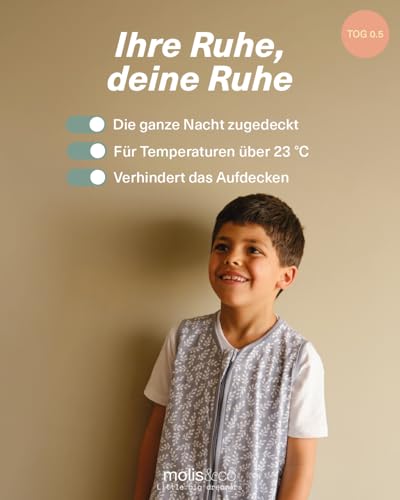molis & co Baby-Schlafsack mit Füßen 05 TOG 80 cm Sommer Blue Garden 100% Baumwolle – Bild 7