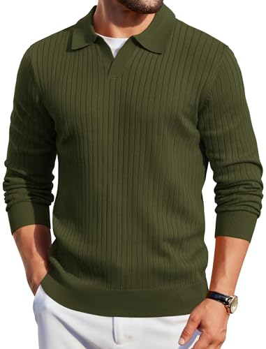 Polo tricoté à manches longues pour homme Coofandy