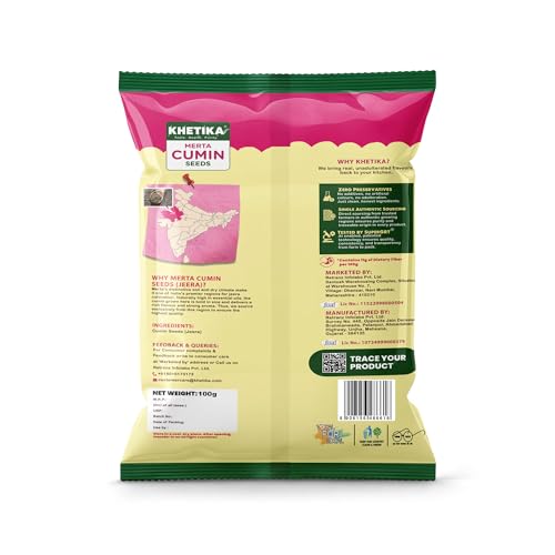 Image of Khetika Jeera 100 gm, Jeera, Cumin Seeds 100gm, Whole Cumin Seeds, No Added Preservatives, Rich in Antioxidants, Hygienically Sealed, Naturale