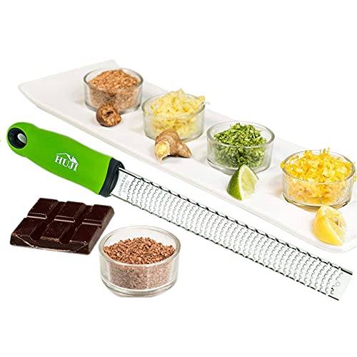 Huji Citrus Zester And Grater: Lemon, Ginger, Garlic, Truffle, Cheese - Razor Sharp Stainless Steel Blades With Protective Cover - Dishwasher Safe #TOP3