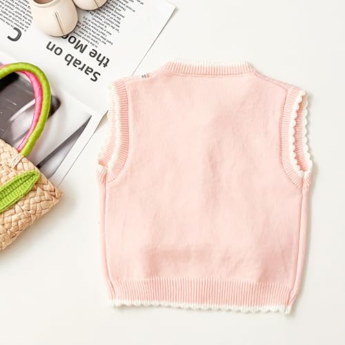 Toddler Girls Sweater Vest Kids Button Knit Sweater Vest Size 2-7T3