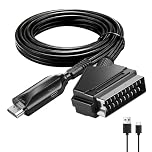 Scart to Converter All in One SCART Input to Output with USB 1M Power Cable Converter Analog to Digital Video Audio Adapter 1080p 60Hz for HDTV DVD VHS PS2 PS3 Sky Blu Ray Projector Monitor