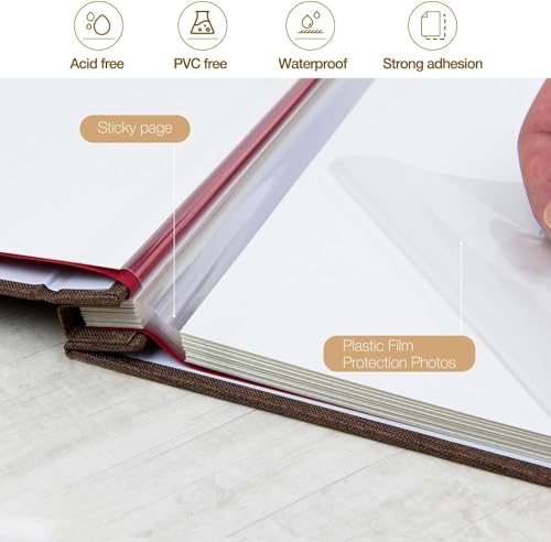 Image of Amazon Brand - Umi Self Adhesive Photo Album Scrapbook Album 20 Sheets /40 Double Sided Pages DIY Photo Album For Family Portraits Wedding Anniversary Birthday Memory Book (Orange)