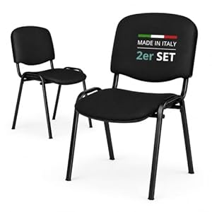 Topsit 2er Set Besucherstuhl ISO, Bequemer Konferenzstuhl, stapelbar, mit gepolsterter Sitzfläche und Rückenlehne. CLA000001 (Schwarz)