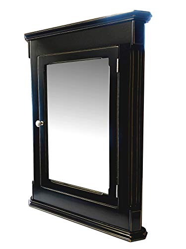 Armario de medicina empotrado Ludwig Vintage Negro / Madera maciza y artesanal miniatura 3