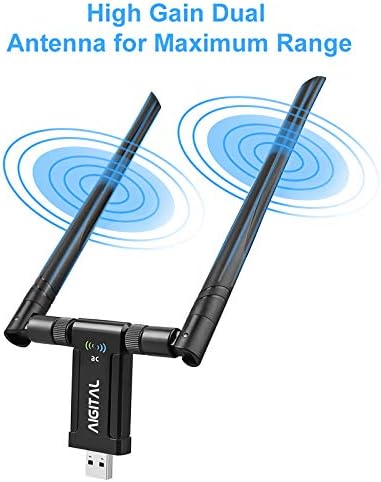 Aigital USB WiFi Adapter, 1200Mbps Dual Band Dongle 2.4G/5G with 3.0 Cradle, High Gain Antenna Extension Cable Wireless Network Adapter for PC Desktop Laptop Support Windows 11/10/8/7 Mac Os X, Black