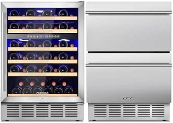 24 Inch Dual Zone Wine Refrigerator & Outdoor Drawer Fridge, Built-In