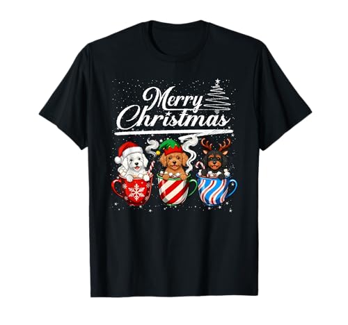 Merry Christmas Poodle Reindeer Elf Santa Squad Dog Lover Camiseta