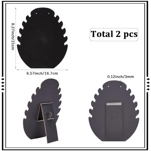 SUNNYCLUE 2Pcs Black Jewelry Display Stand Necklace Easel Display Bulk Large Leaf Shape Holder with 5 Notches Paper Organizer Showcase Stands for Chains Bracelets Supplies Crafts Home Selling Dangle - Thumbnail 2