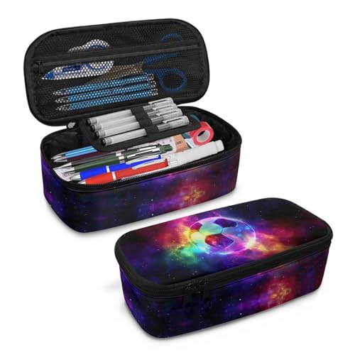 Image of Boys Pencil Case Starry Football Pencil Pouch for Kids Large Pencil Bag with Protable Handle Pencil Box for 2Nd 3Rd Children Girls Pencil Container for Students Teenagers Coin Purse