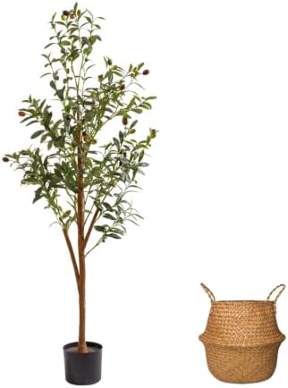4Ft Artificial Olive Tree with Moss & Basket - Indoor Tall Faux O...