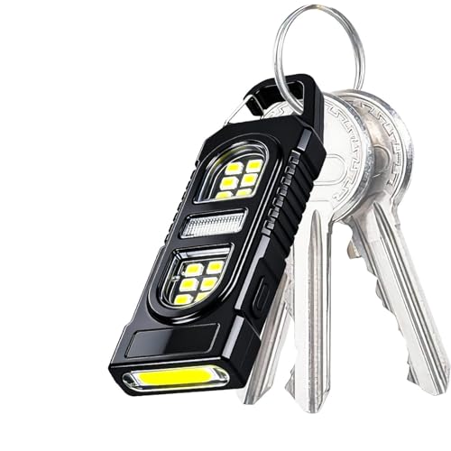 Mini Portable Torch - Bright Waterproof MultiMode, Keychain Flashlight,Rechargeable LED Lamp | Spring Metal Hook, Outdoor Night Hiking Backpacking Home Garage...