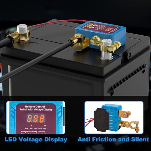 Kill Switch for Car, 12V 240A Remote Battery Disconnect with Led Voltage Display, Car Battery Kill Switch Anti Theft, Automatic Cut Off Shut Off for Auto, Truck, Boat - Thumbnail 5