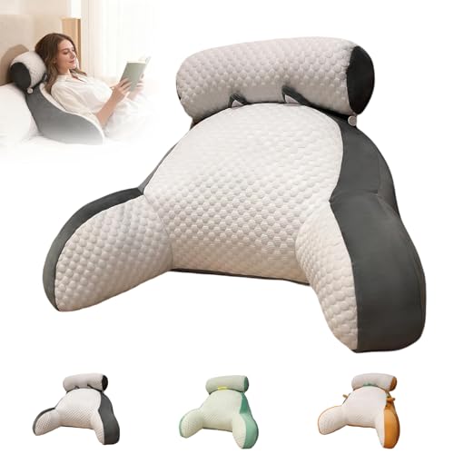 YOZO Viroxa XXL Relax Rückenstützkissen,Rückenkissen Bett,Lesekissen Mit Armlehnen, Abnehmbarer Kissenbezug,Rückenstütze Bieten, Zum Lesen, Fernsehen, Treffen-A||60 * 40