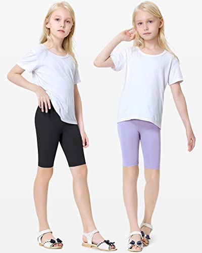 Domee Girls Shorts Leggings Over-Knee Shorts Pack Of 4 Cycling Shorts Black + Gray + Pink + Purple 5 Years (Manufacturer Size 120) #TOP1