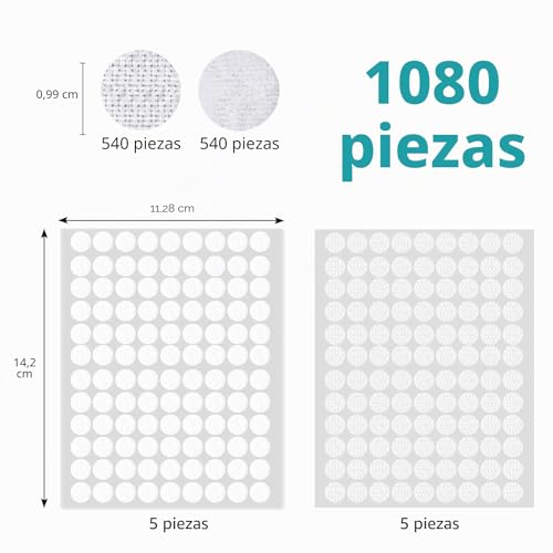 Miniatura 5 de Vinabo 1080 Piezas De Pegatinas Redondas Para Rayar, 540 Pares De Ganchos Y Bucles Autoadhesivos Con Puntos Para Rayar De 10 Mm, Puntos Para Rayar Autoadhesivos Para Bricolaje, Manualidades, Etc