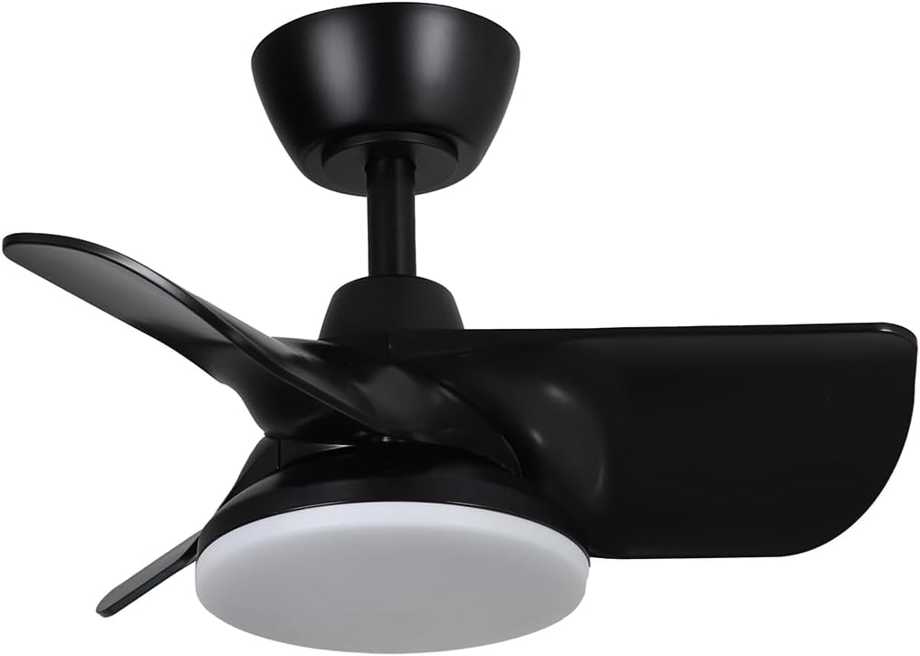 kathy ireland HOME 22" Plumier Ceiling Fan, Indoor Small Room Fan with Downrod, Compact Modern Design, Matte White (KICF58320)