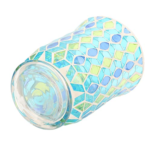 Vintage Pure Handmade Yellow And Blue Leaf Mosaic Patch Glass Candle Holder Hand Made Candlestick Stand For Weddings Parties And Home Candlelight Dinner Decor #TOP7