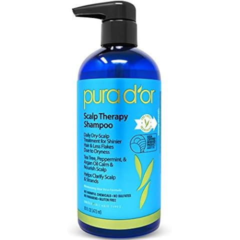 Pura d 'or Scalp Therapy Unisex Shampoo 473 ml - champues (Unisex, Shampoo, Blonde Hair, Brittle Hair, Hair Curly Hair, Damaged Hair, Dry Hair, Mixed Hair..., 473 ml, Deionized Purified Water, decyl glucoside (Derived from Natural Sugar), Cocamidopropyl...) Cover