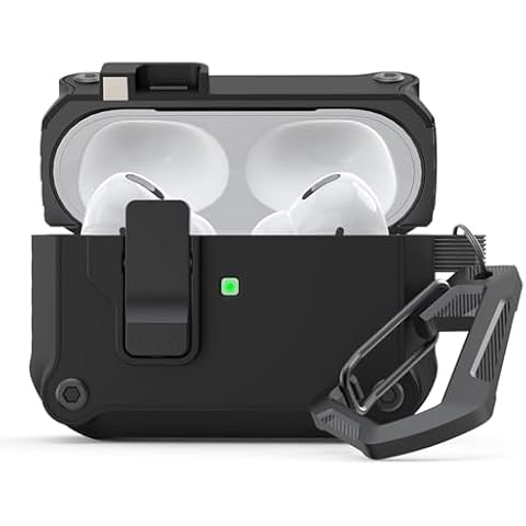 Airpods Pro 2nd Generation/1st Generation Case Cover with Lock, Airpod Pro Case (2019/2022) for Men Women with Keychain, Full-Body Shockproof & Anti-Scratch Protective Case for Airpods Pro(Black) Cover