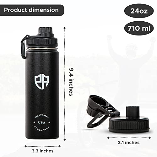 24 Oz Stainless Steel Thermal Insulated Hot/Cold Water Bottles To Keep Any Drink Hot For 12 Hours & Cold For 24 Hours - Gym Water Bottles For Men & Women - Mens Thermal Water Bottle (Black) #TOP3